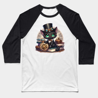 Steampunk Cat - Made by AI Baseball T-Shirt